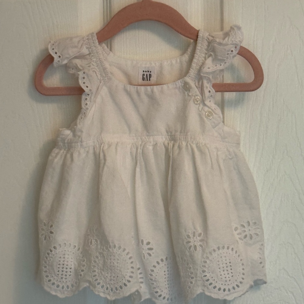 GAP Baby White Tank Top with Delicate Eyelet Details
